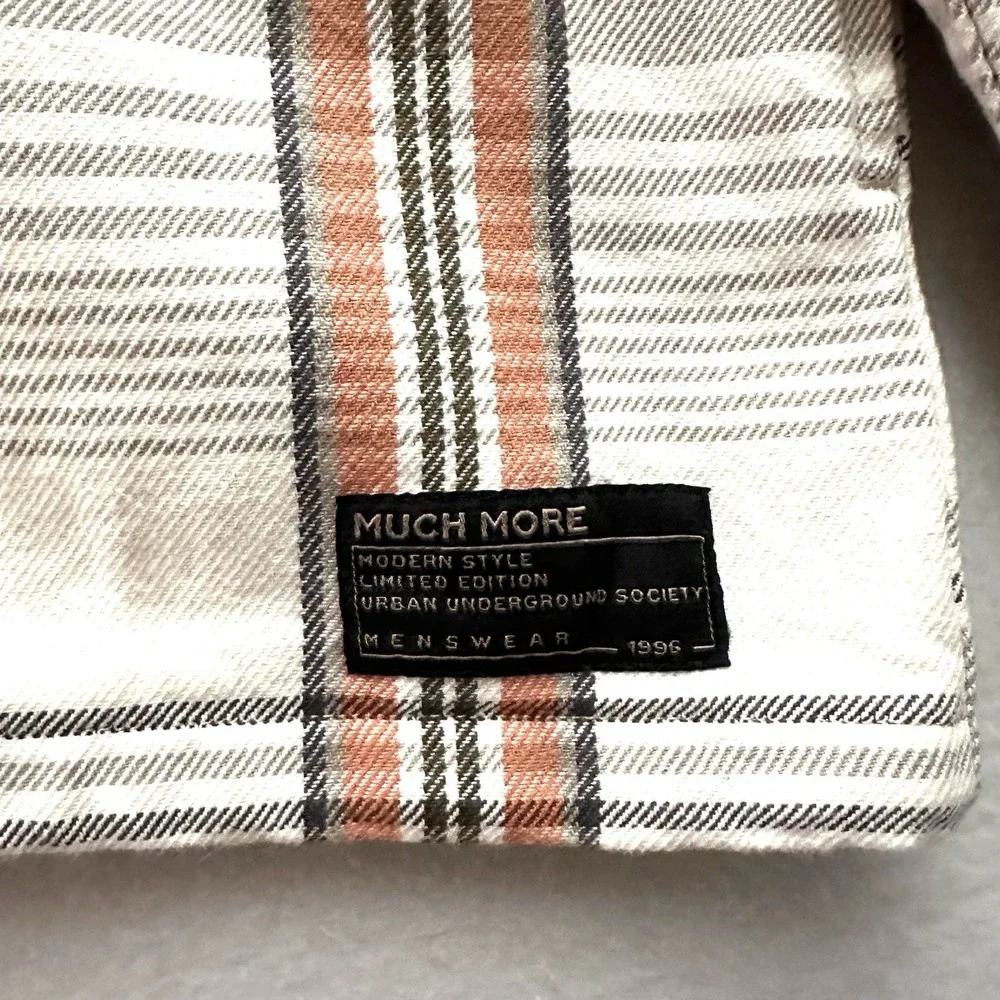 Much More Men's Large L Plaid Barn Chore Jacket Coat Zip‎ Pockets Mister Lady